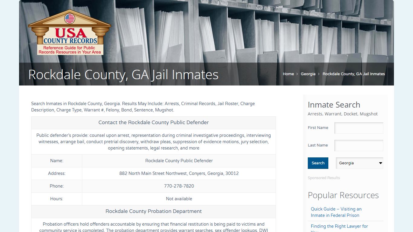 Rockdale County, GA Jail Inmates | Name Search